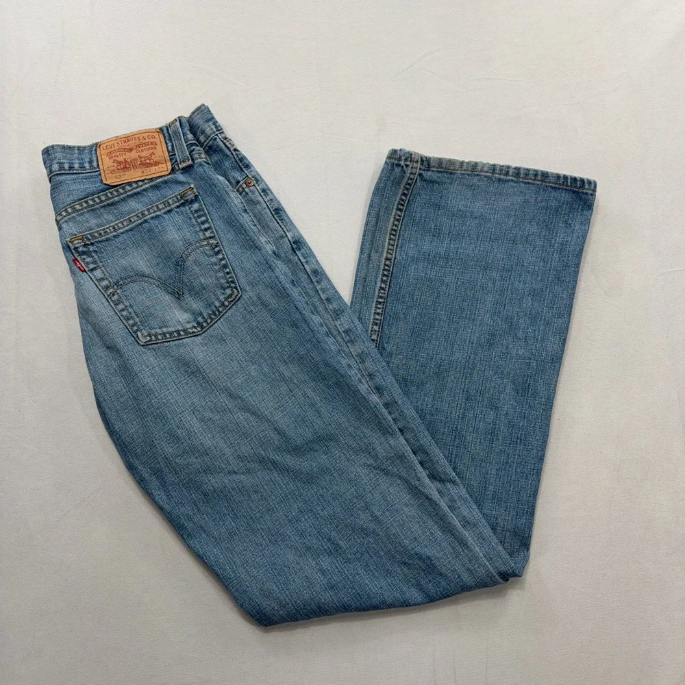 Levi's Jeans 527 Low Boot Cut Light Wash Denim Blue Mens W32 L34